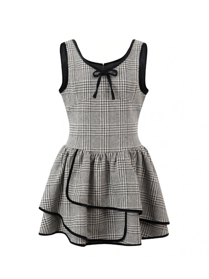 French Check Gray Dress