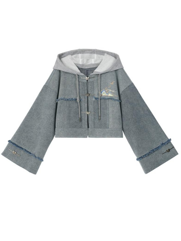 China design polo denim jacket + unisex jacket + short jacket + denim skirt