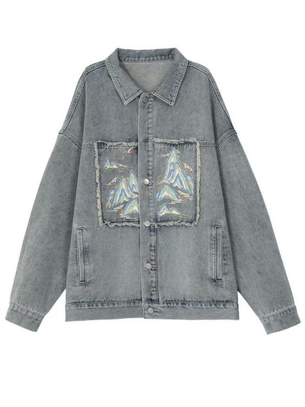 China design polo denim jacket + unisex jacket + short jacket + denim skirt