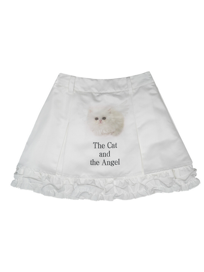 Cat Print Angel Frill Skirt