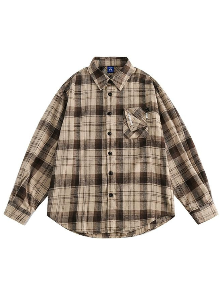 Retro over camel check shirt