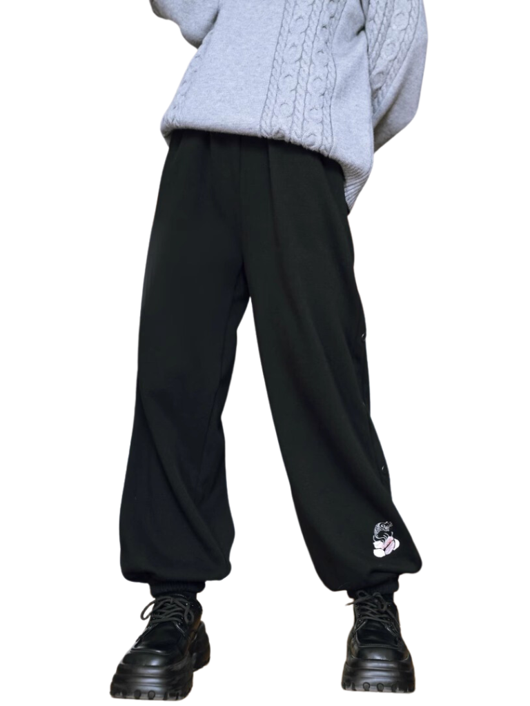 Sport Black Loose Plush Sweatpants