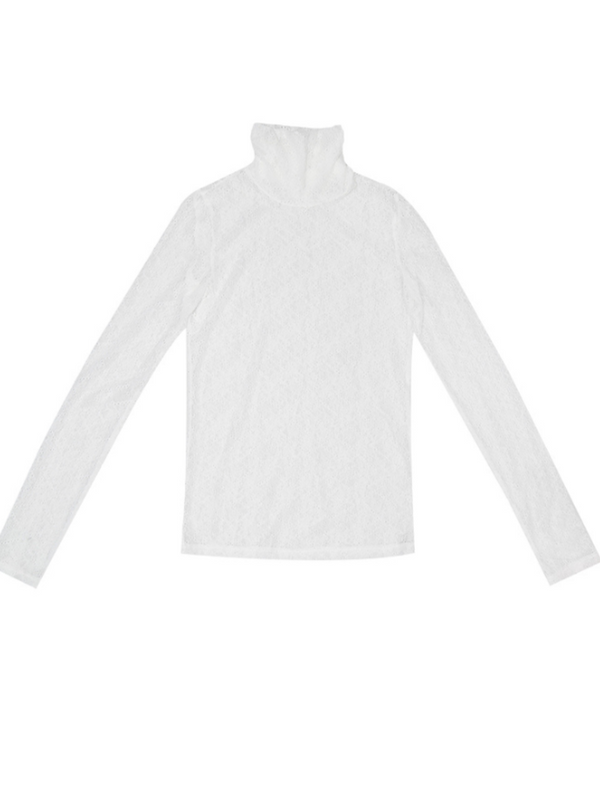 レースシアーハイネックトップス