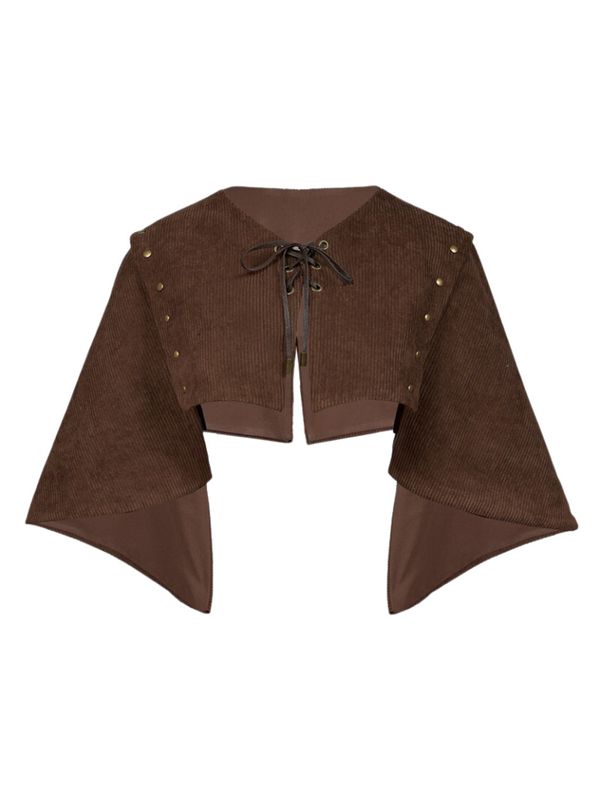 Steampunk Brown Corduroy Outerwear Shawl Cape