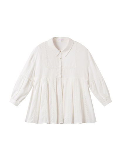 Retro Lantern Sleeve Girly White Shirt