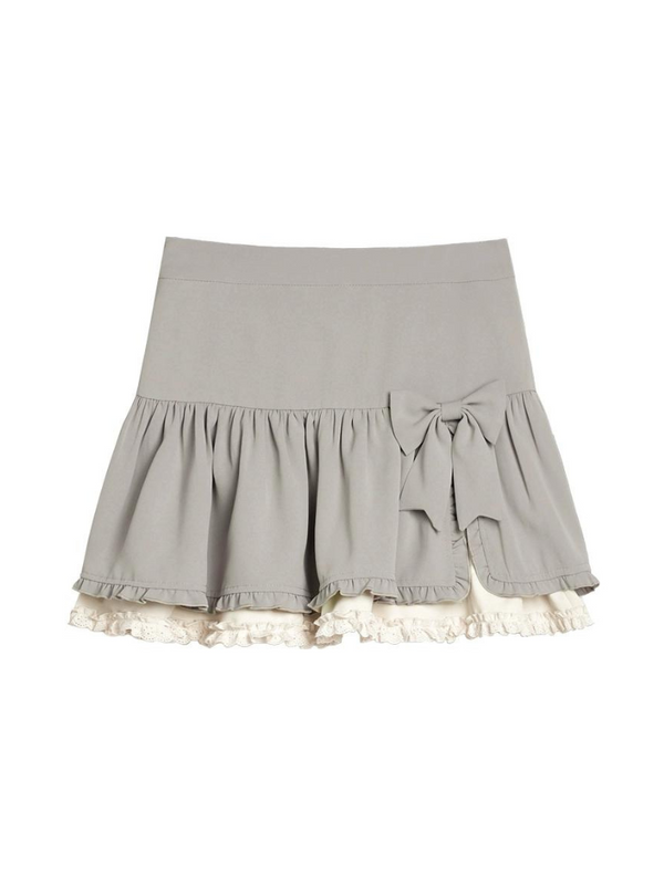 Ruffle slit ribbon skirt