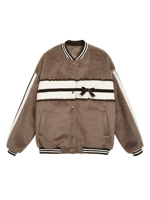 ファーリボンライシングベースボールジャケット