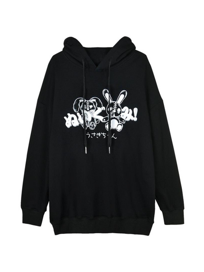 Rabbit Punk Black Hoodie