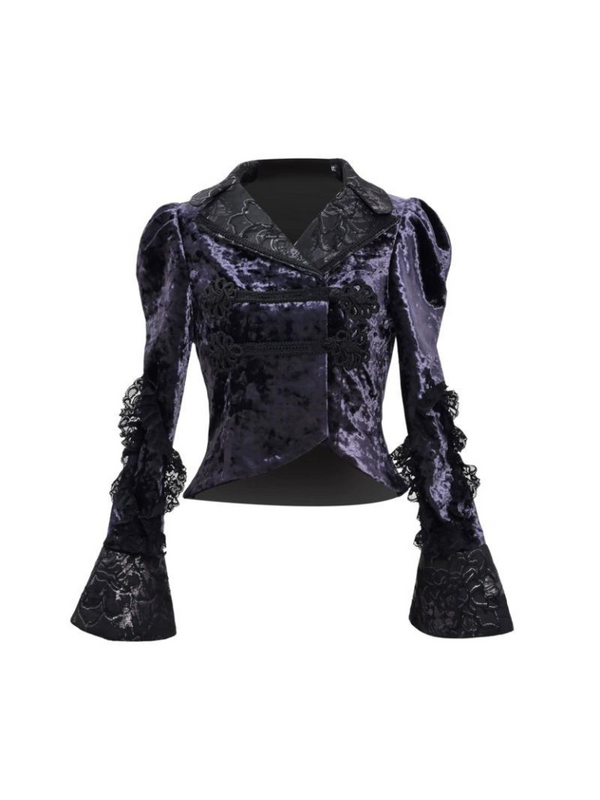 Luna Velvet Stand Collar Slim Gothic European Style Jacket