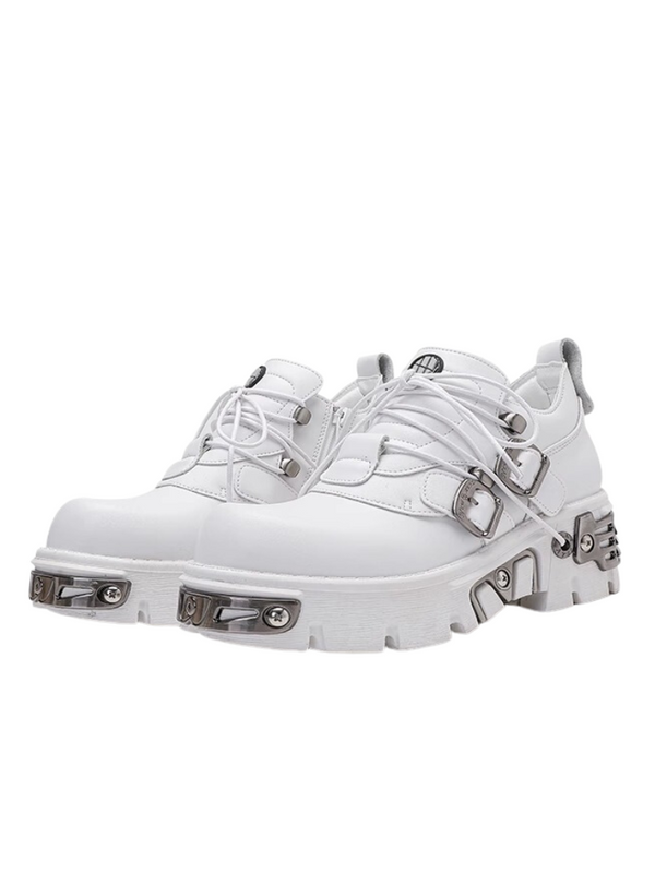 Dark Punk Retro Leather Metal Power Snee Car Test Shoes