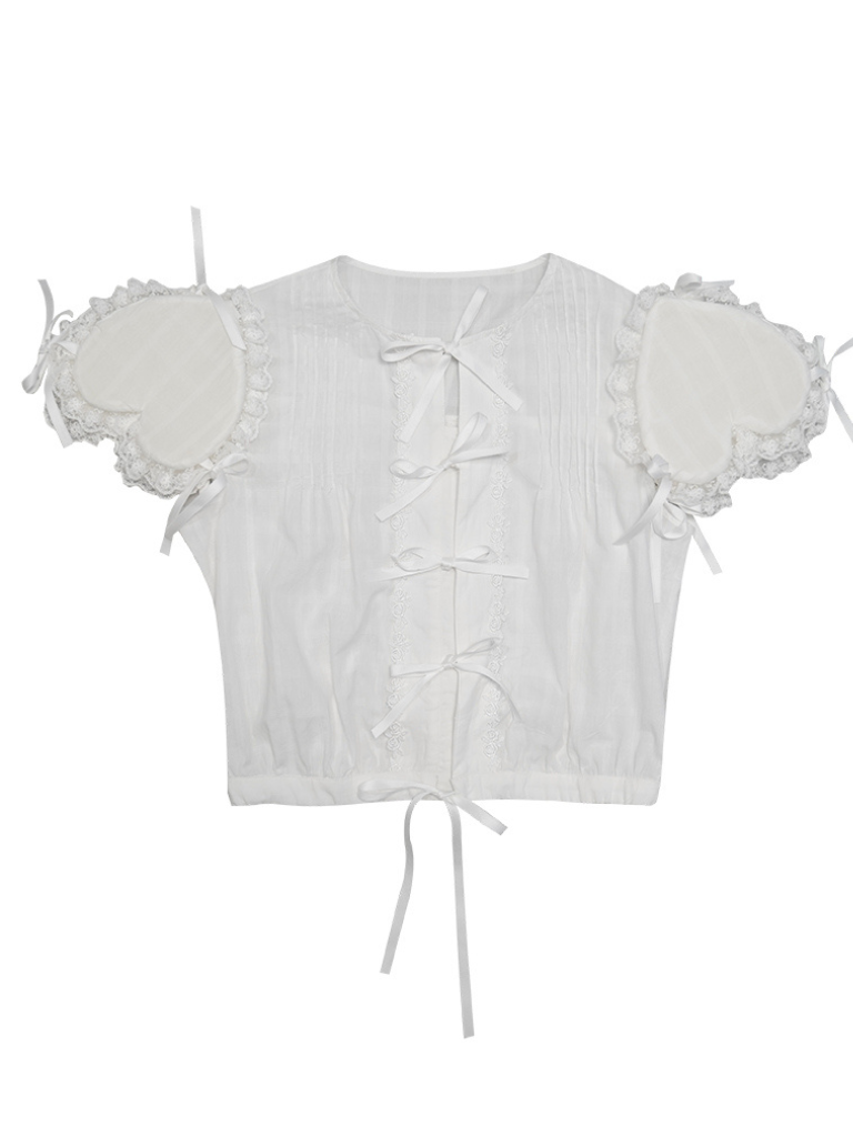 Heart Frill Ribbon Blouse