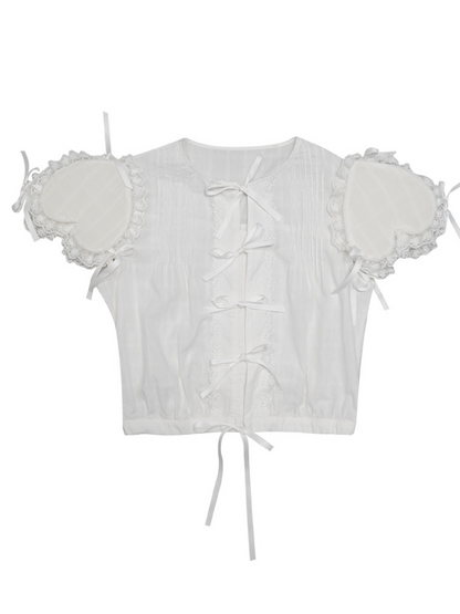 Heart Frill Ribbon Blouse