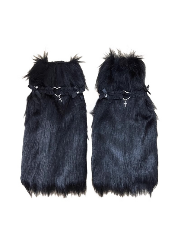 クロスハートファーレッグウォーマー