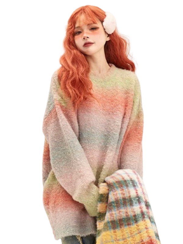 Rainbow Gradient Soft Lazy Knit Sweater