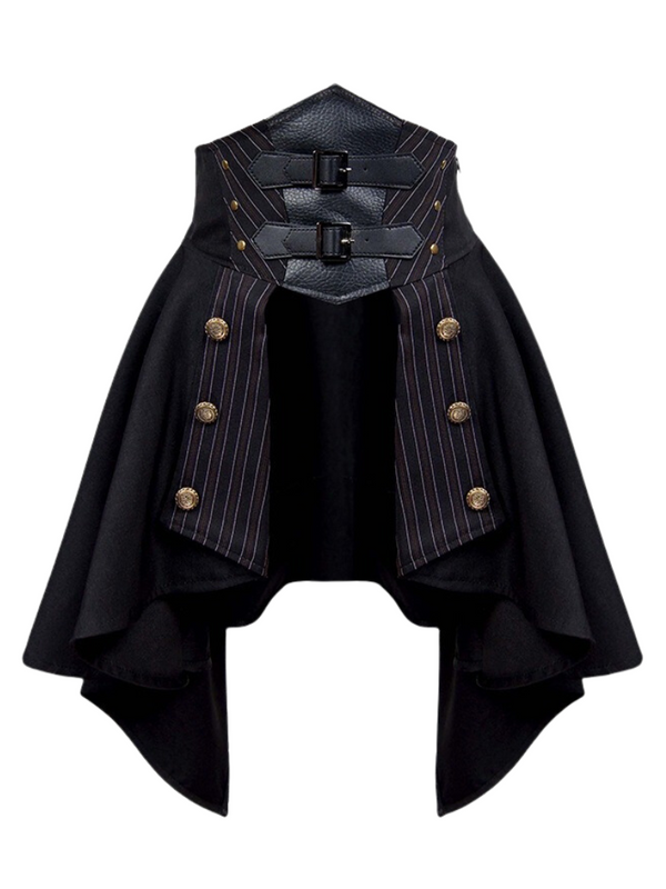 Steam Continental Dark Retro High Waist Stitch Leather Waistband Skirt