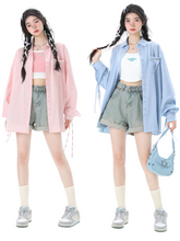 니치 디자인 루즈 스트랩 칼리지 스타일 재킷 셔츠