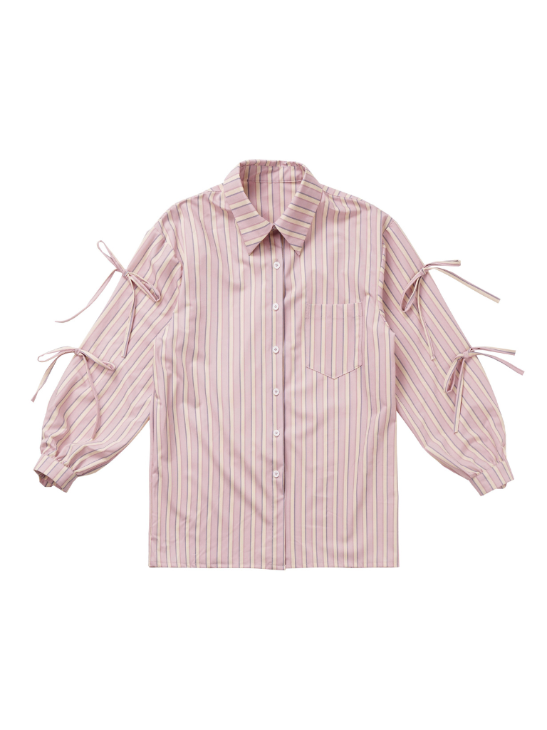 Side Ribbon Stripe Print Shirt