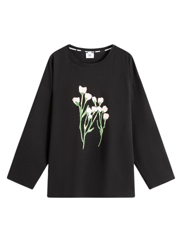 Flower Print Loose Casual Long T