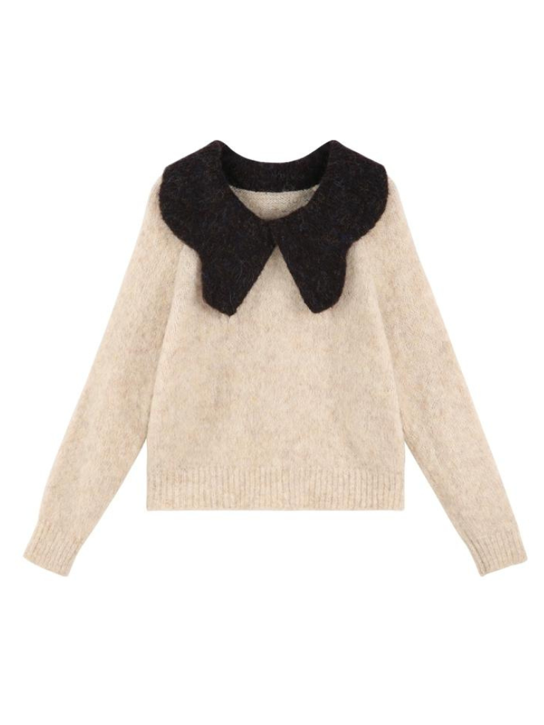 Mink Retro Collar Bi-French Knit