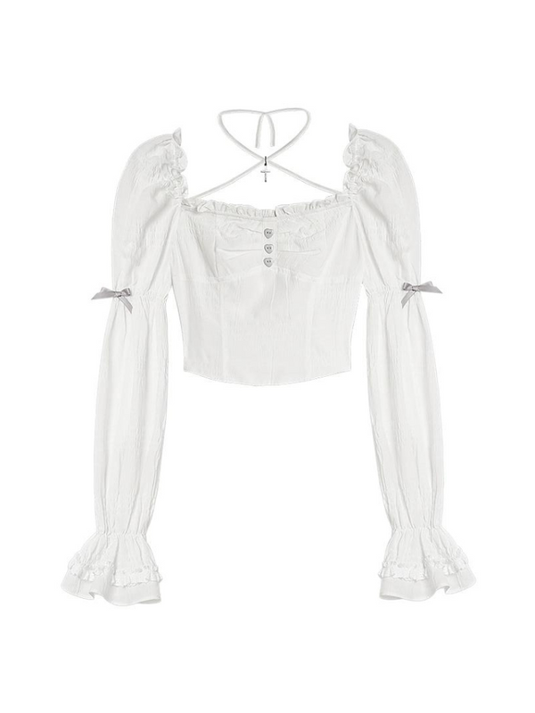 Girl-Fighting White French Pure Square Blouse