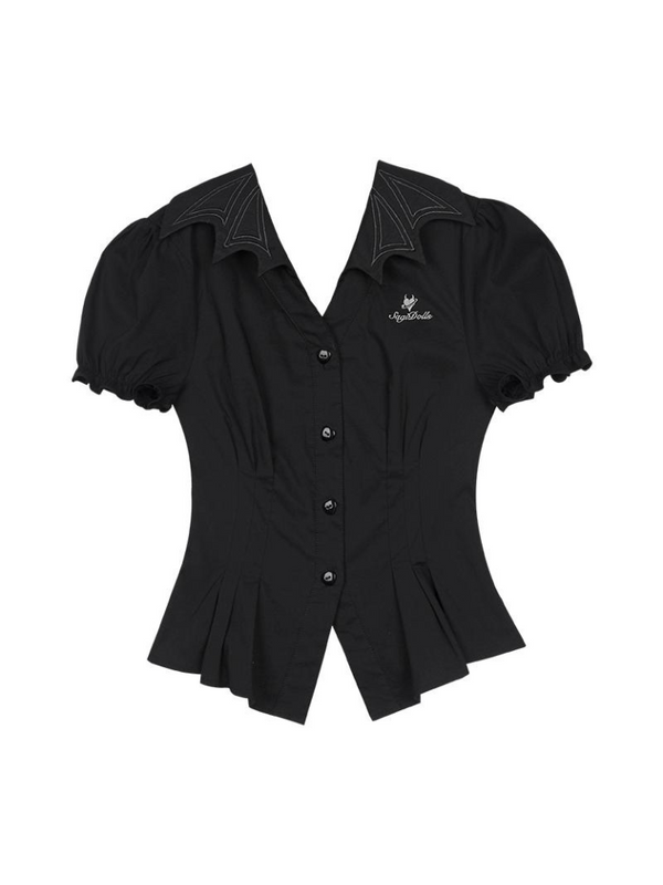 ダークリトルウィッチパフスリーブウエストスリムシャツ