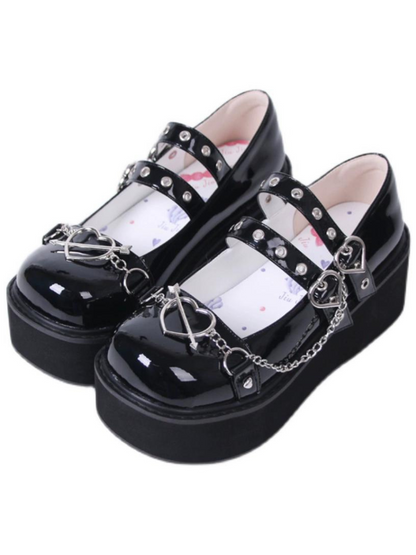 Lolita Retro Punk Spicy High Heeled Round Toe Platform Shoes