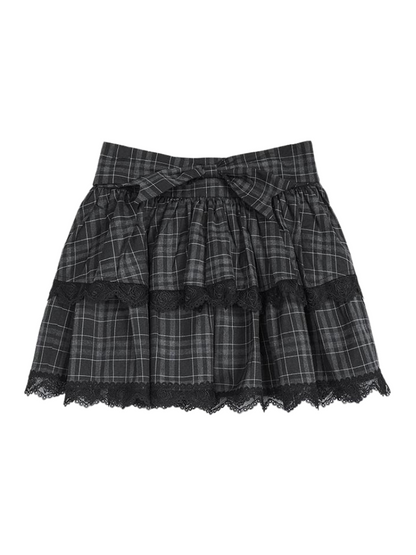 Serenade Sweet Cool Check Bow Cake Skirt