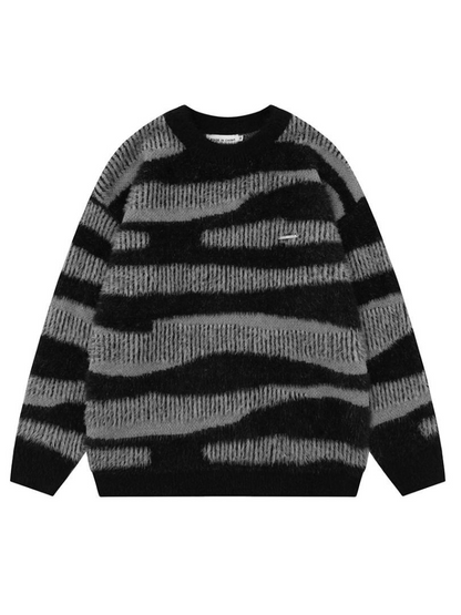 Gestreifter Pullover aus Mohair im Zebra-Stil