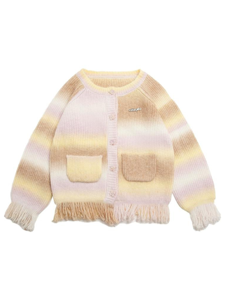 Fringe Gradient Knit Cardigan