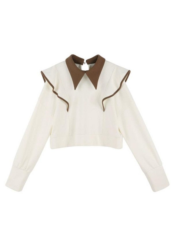 Ruffle Pullover Sweatshirt + High Waist Skirt