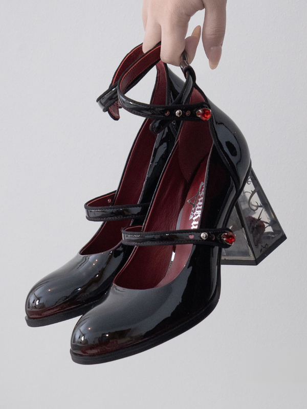 Dark Rose Black Heels