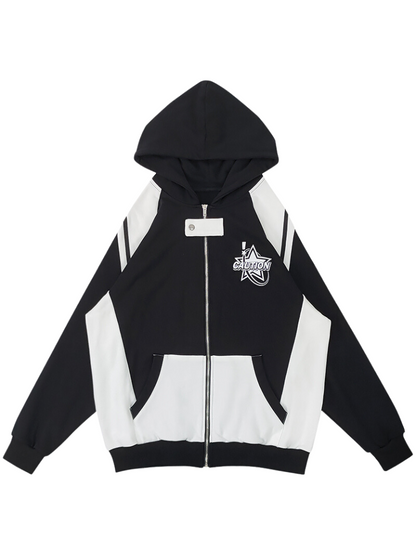 Coole Handsome Star Kontrast Farbe Lose Hoodie Jacke