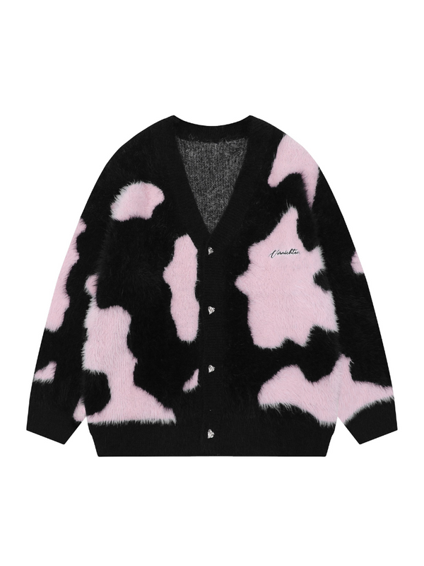 Contrast Color Cardigan V-Neck Knit