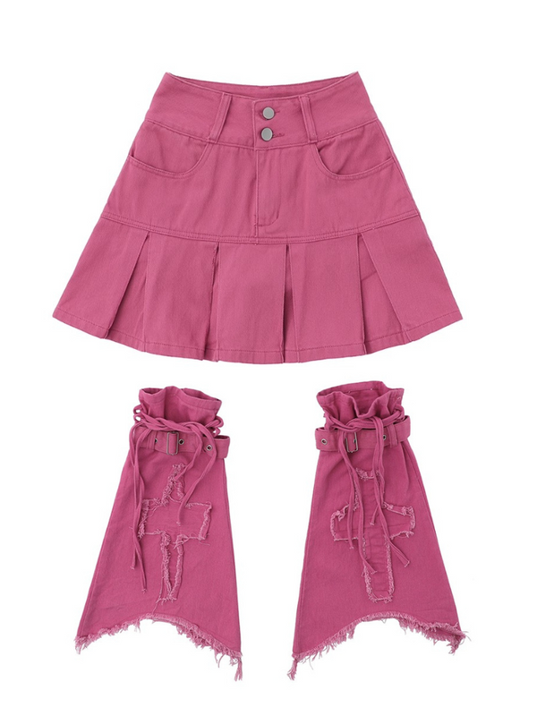 Dopamine y2k denim skirt & leg covers