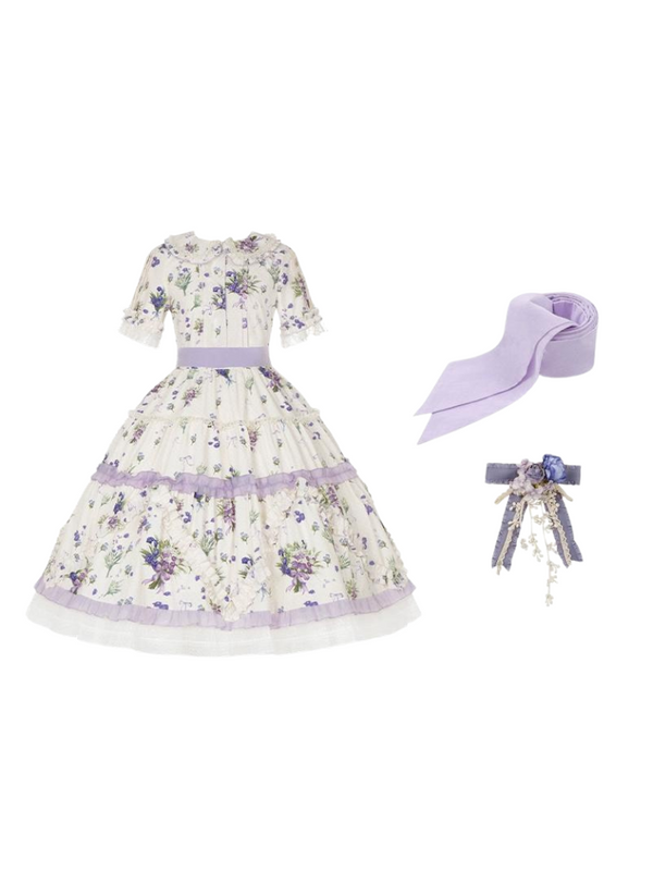 Flower Design Lolita Dress + Apron