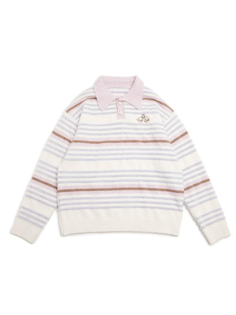 Polo Color Striped Pastel Overknit