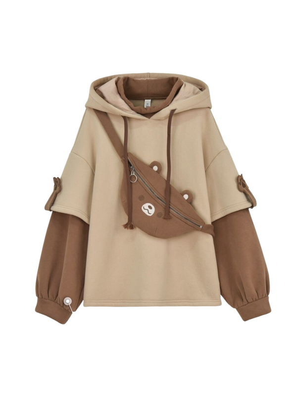 Faux two-piece sweater + bare waist pouch