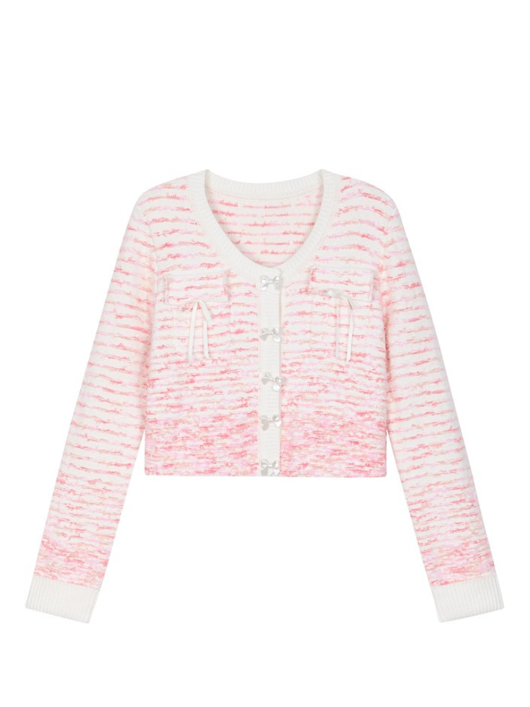 Gradient Pink Knit Cardigan