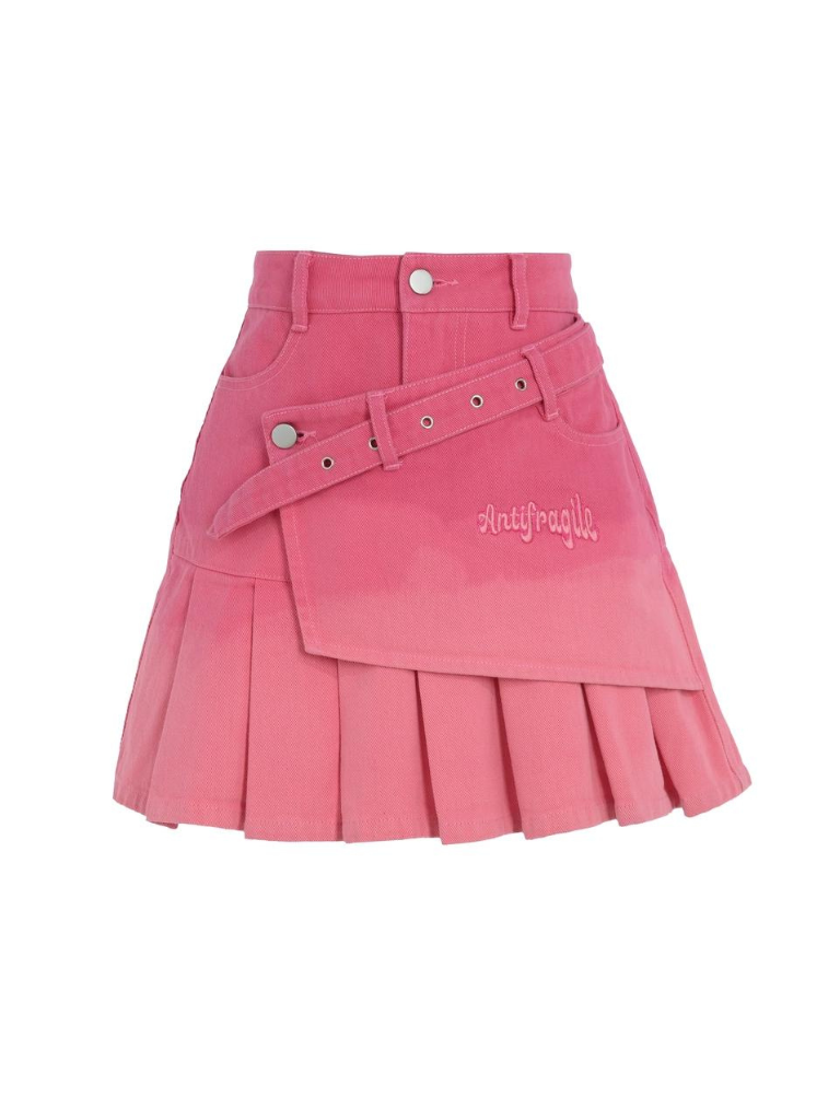 Pink gradient denim skirt