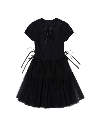 Doll Color Ribbon Fluffy Gauze Skirt Dress