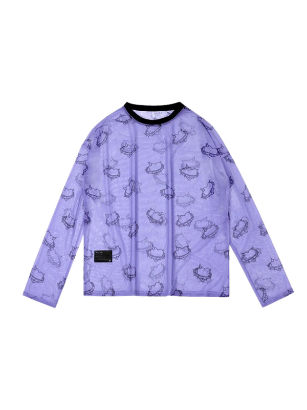 ルーズラウンドネックプリントシアーロンT