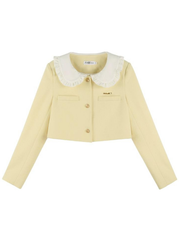 ミルキーイエローショートジャケット+ロングフレアスカート