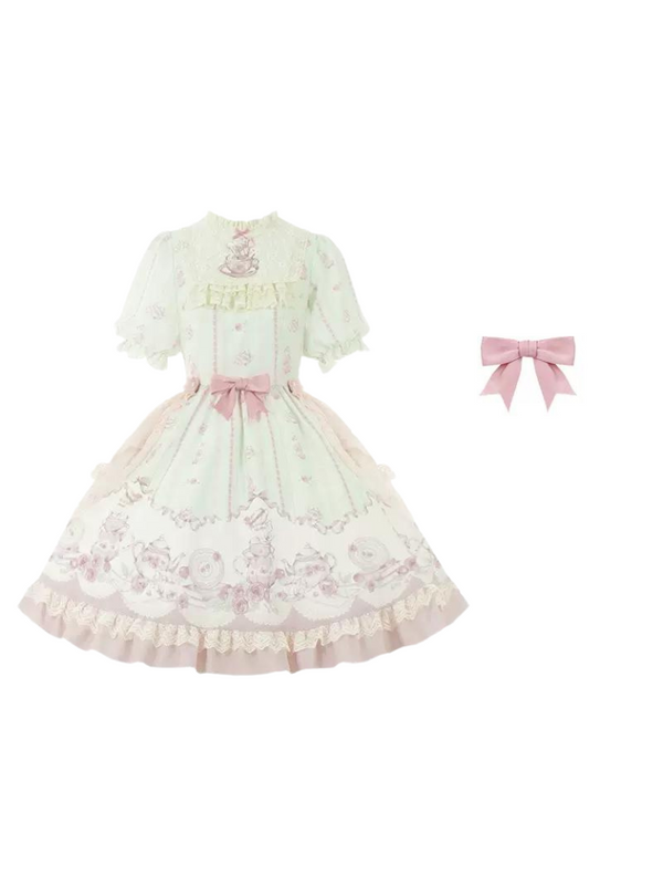 ローズガーデンスリーカラーフラワーティーワンピースドレスセット【予約商品】