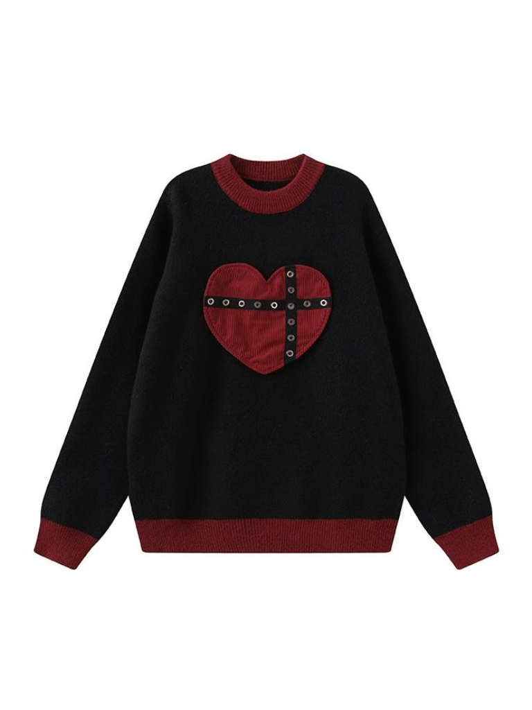 Heart Loose Slim Pullover Sweater Top