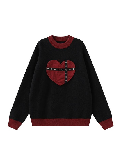 Heart Loose Slim Pullover Sweater Top