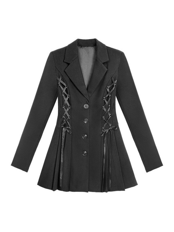 Cool black suit collar dress jacket