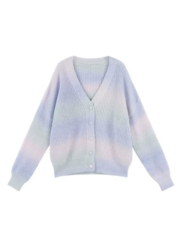 Gradient purple knit + tank top + slit skirt