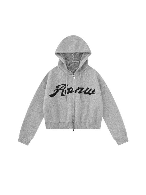 American Double Zip Hoodie Knit Cardigan