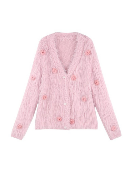 Mink Fur Over Rose Cardigan