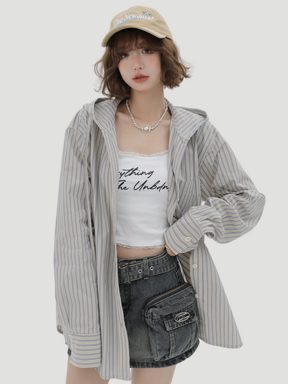 Striped Hoodie Girly Over Halo Shirt